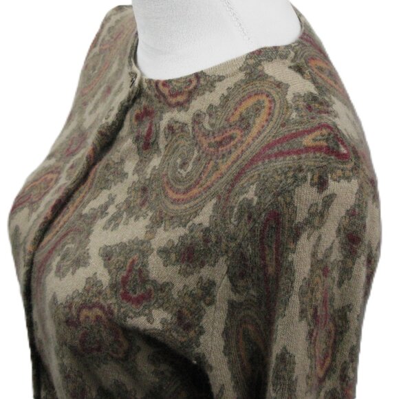 Susan Bristol Paisley Lambswool/Angora/Nylon Button Front Cardigan Size Medium - Picture 2 of 6